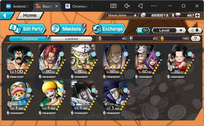 One Piece Bounty Rush Accounts GLOBAL|3 ex|divine Shank,Great Edward Newgate,5eld image 5