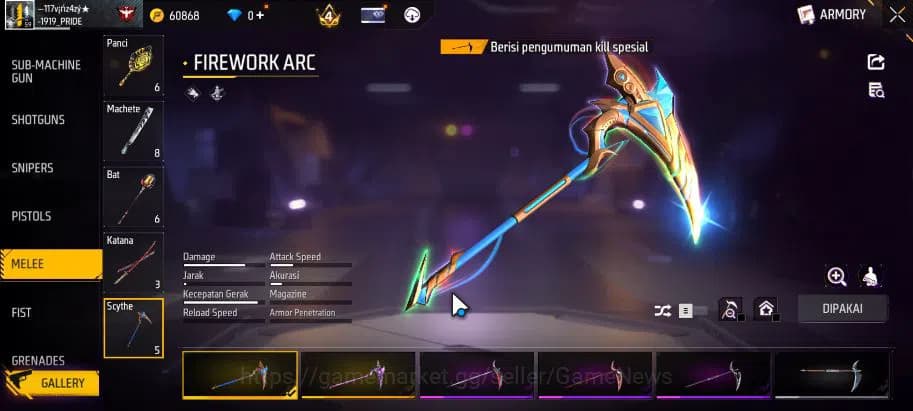 Free Fire Accounts Indonesia|M1887 Emerald Power|Scythe Firework ARC| image 10