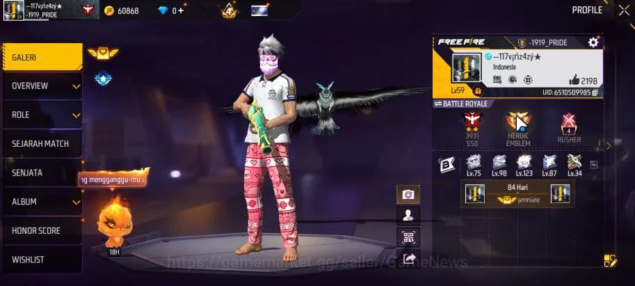 Free Fire Accounts Indonesia|M1887 Emerald Power|Scythe Firework ARC| image 13