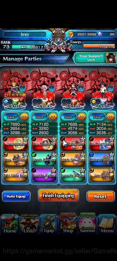 Grand Summoners Accounts Global|Rank 73|14 Ascend|ToumaTW,S MiyuTW,ChloeTW, image 1