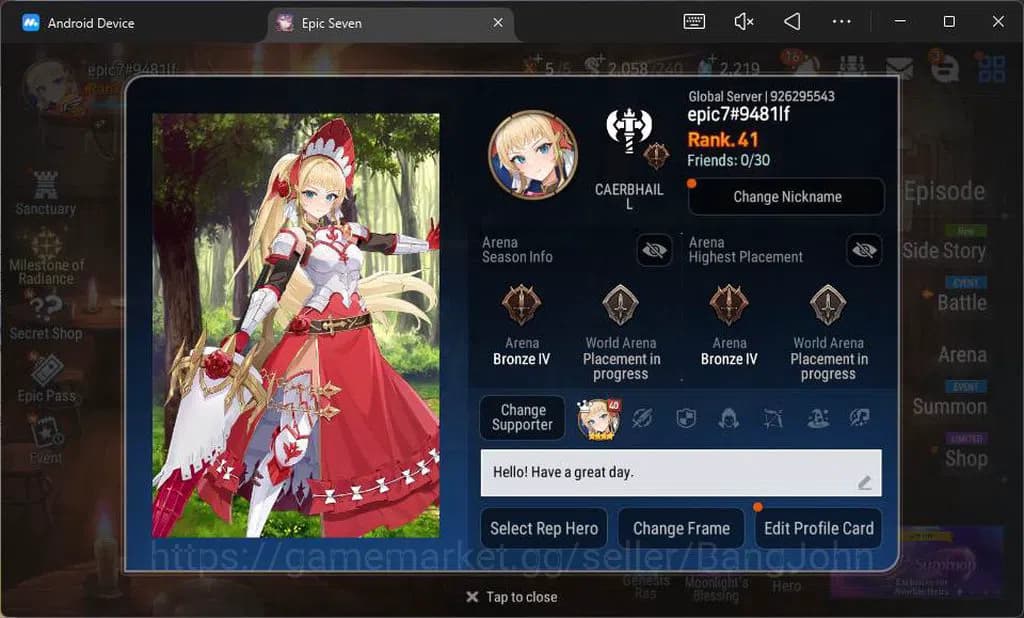 Epic Seven Accounts Global Unverif|8 ML Salome,B Haste,A Tywin,etc|PoH image 1