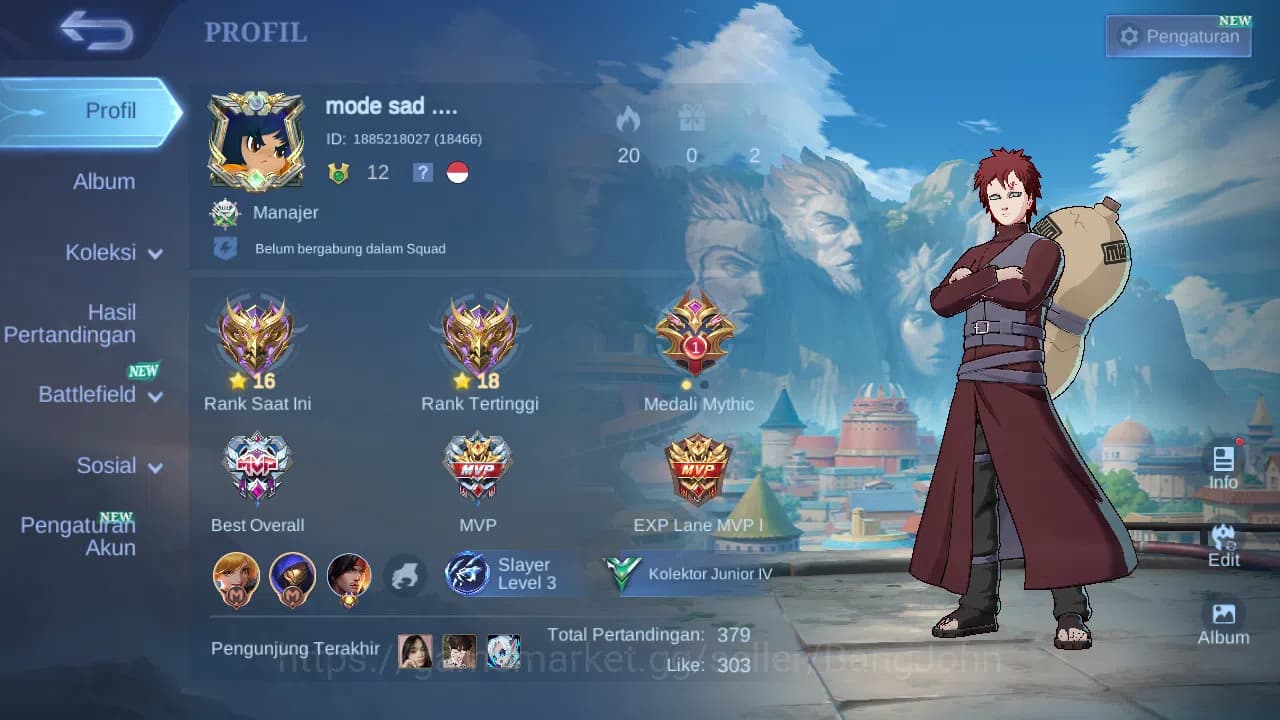 Mobile Legends: Bang Bang Accounts GLOBAL Hero 43 Skin 40 | Gaara | Epic Khufra | Val image 2