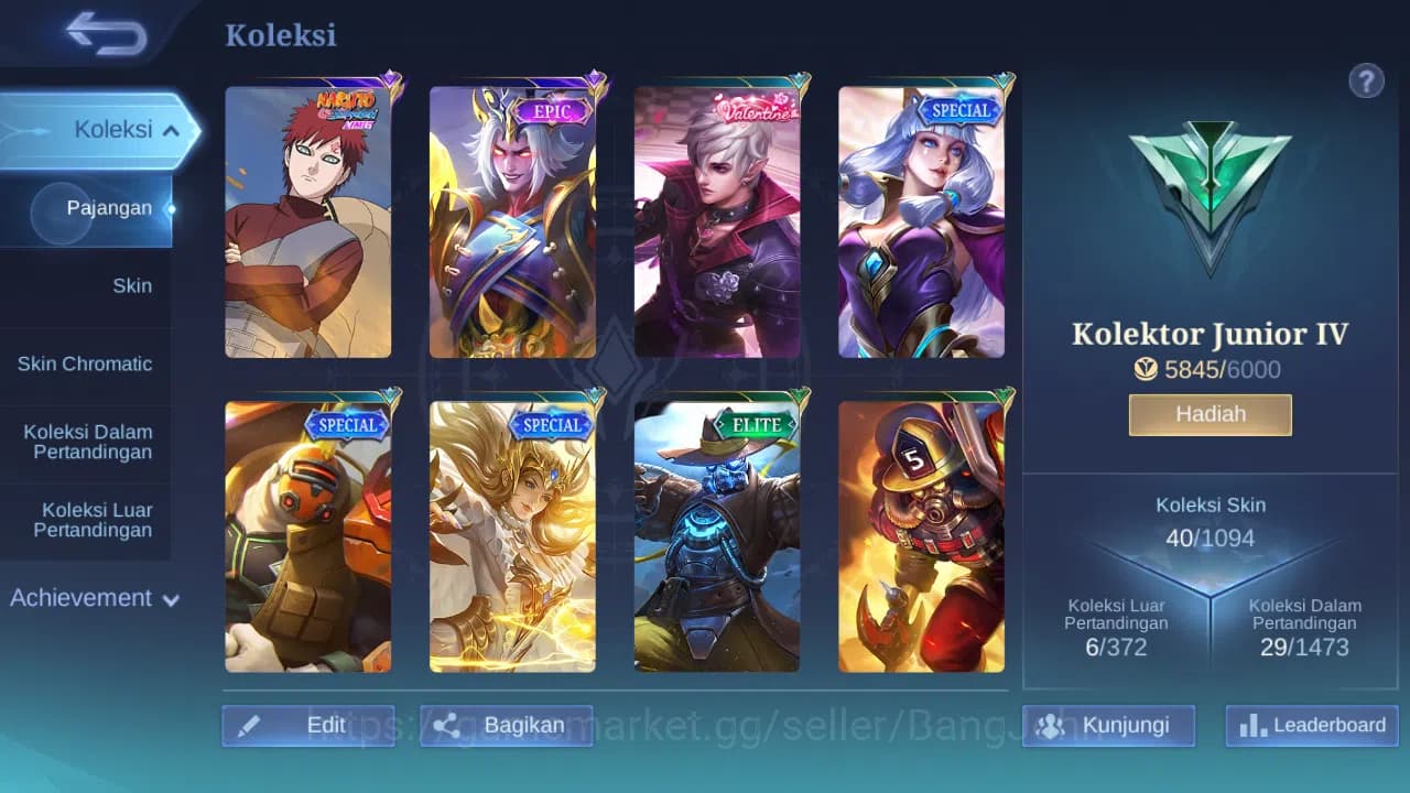 Mobile Legends: Bang Bang Accounts GLOBAL Hero 43 Skin 40 | Gaara | Epic Khufra | Val image 8