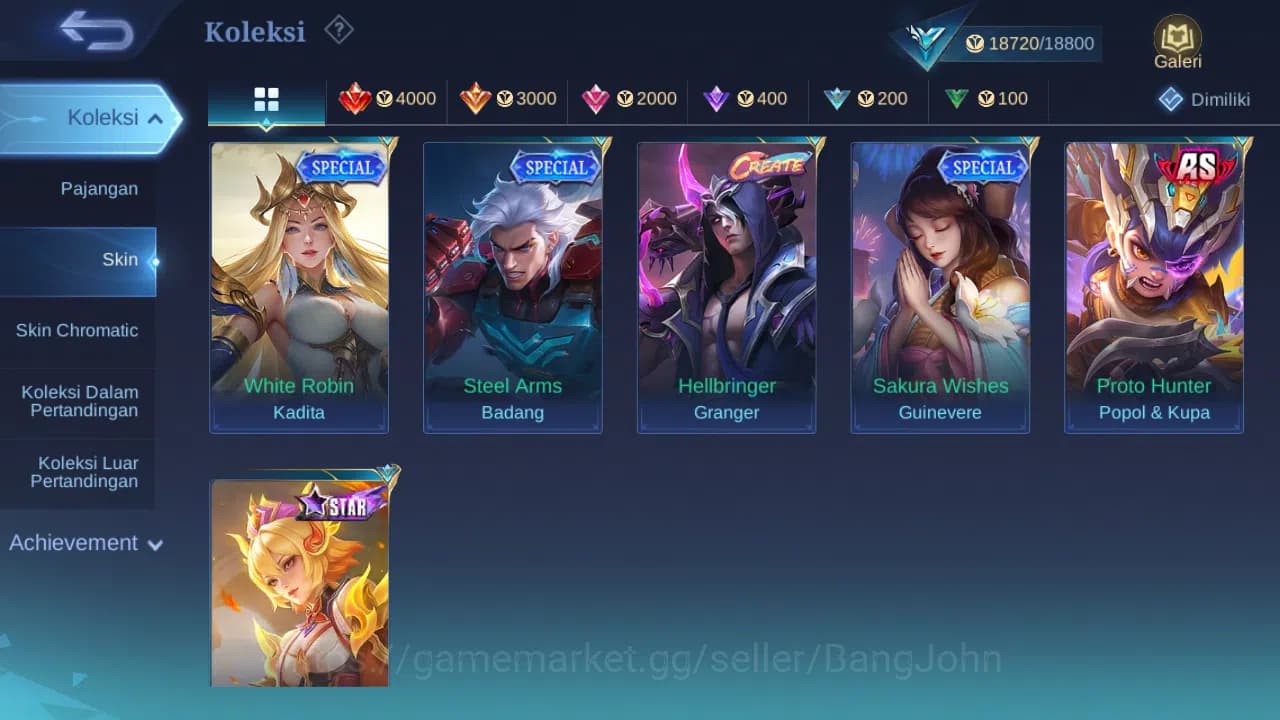 Mobile Legends: Bang Bang Accounts GLOBAL Hero 62 Skin 100 | Pace Fanny | Epic Moskov image 7