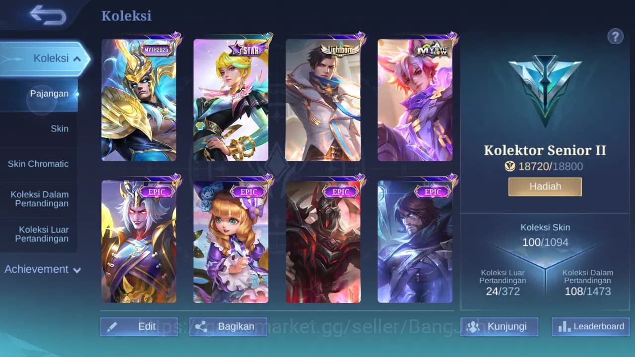 Mobile Legends: Bang Bang Accounts GLOBAL Hero 62 Skin 100 | Pace Fanny | Epic Moskov image 8