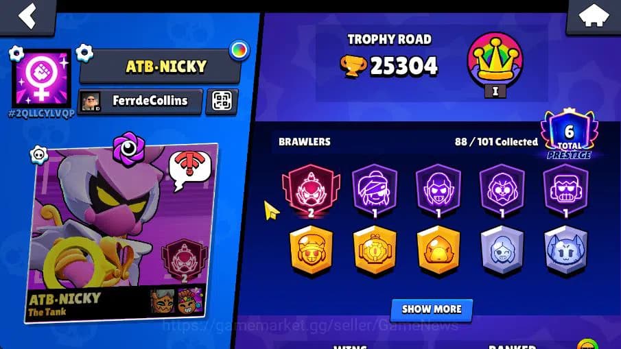 Brawl Stars Accounts 25304 Trophy|88 Brawlers 19 MAX Lvl|6 Hyperchar [D image 2