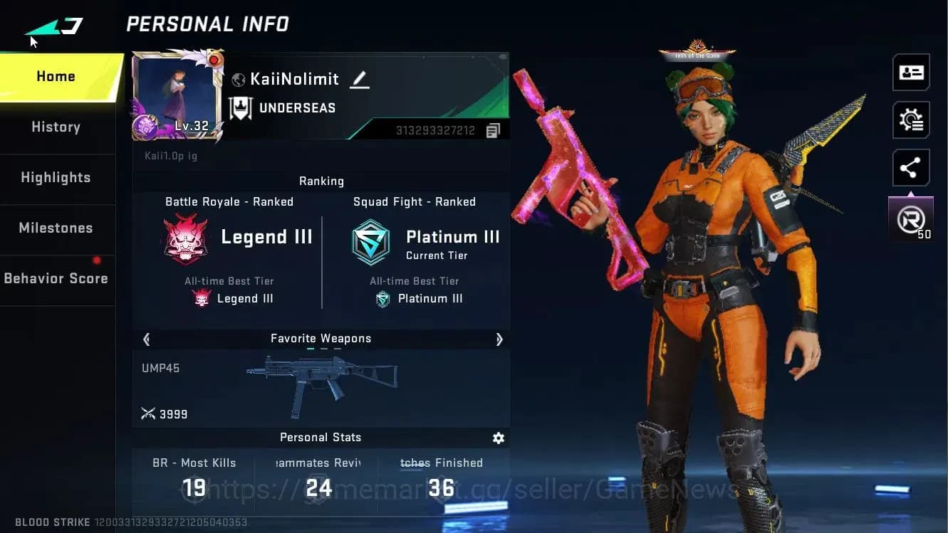 Blood Strike Accounts ASIA|Collab 7DS (Kar98,QBZ95)|7 Legendary (ETHAN,M image 2