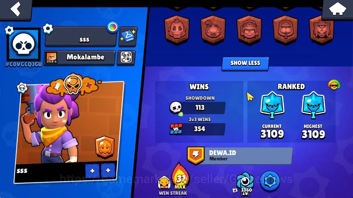 Brawl Stars Accounts 5640 Trophy|12K Bling|45 Brawler 5 MAX Lvl|2Myth [ image 3