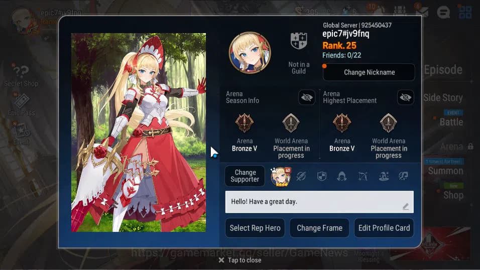 Epic Seven Accounts Global Unverif|Starter|2 ML (Designer Lilibet,Sage image 2