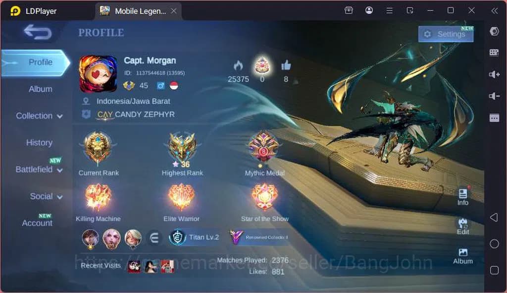 Mobile Legends: Bang Bang Accounts GLOBAL|Hero 101|Skin 209|Nexus Thamuz,ASP Layla,Pr image 1
