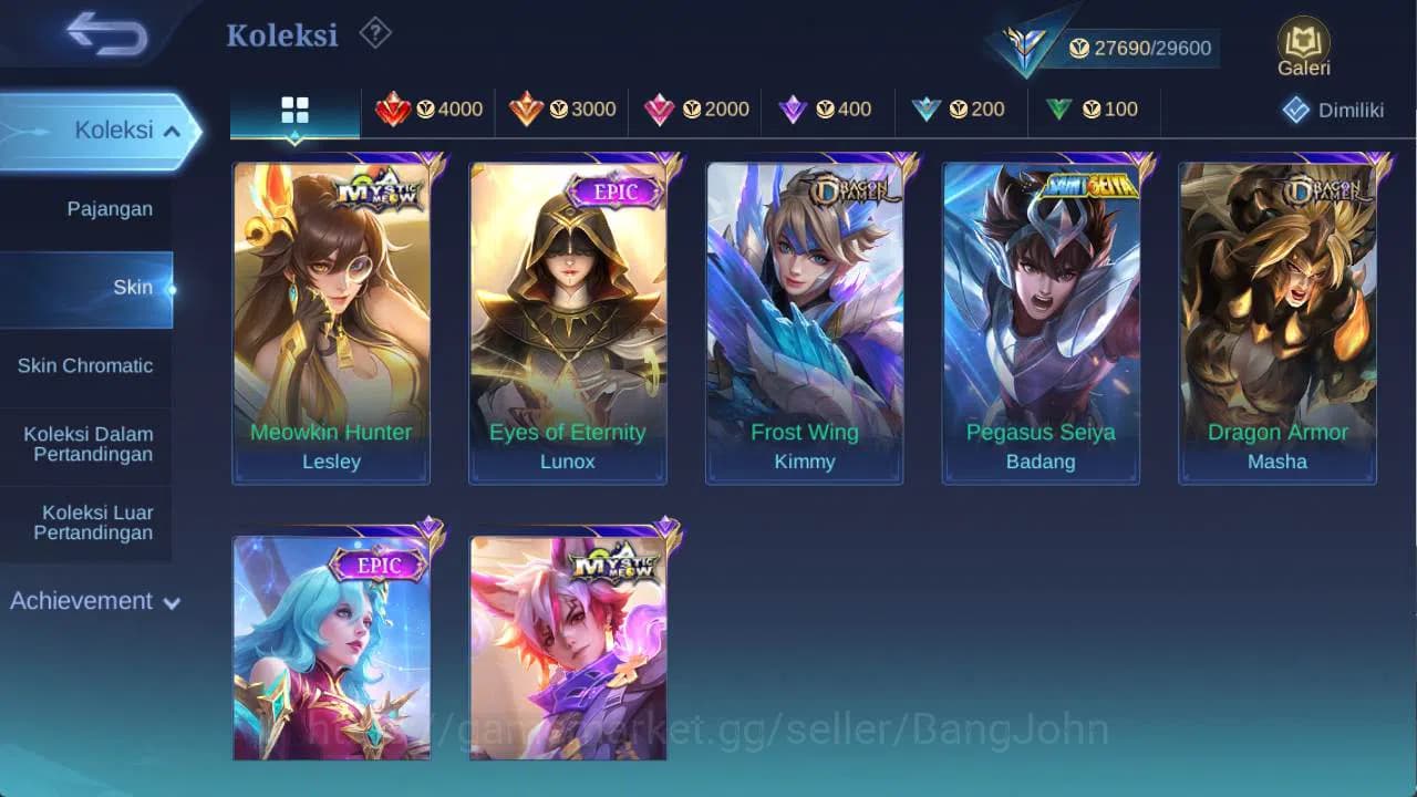 Mobile Legends: Bang Bang Accounts hero 100 skin 130+ saint badang, saber freya, drag image 5