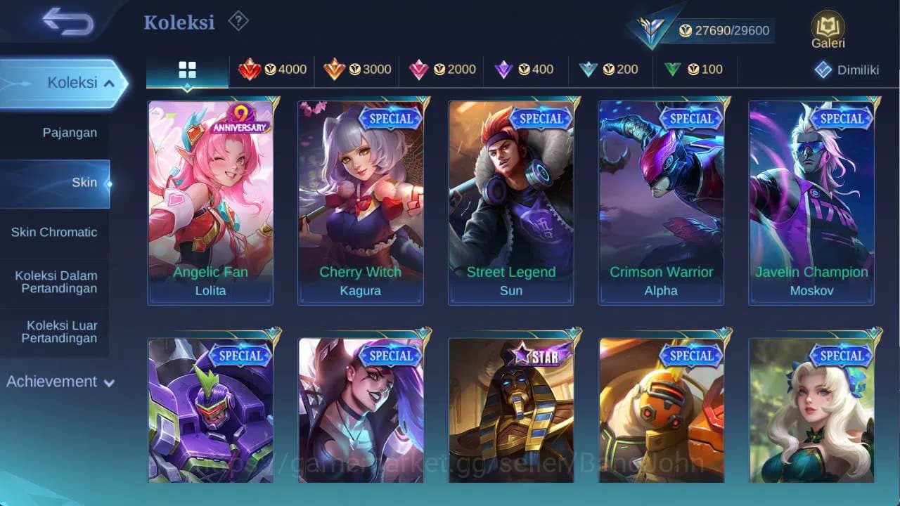 Mobile Legends: Bang Bang Accounts hero 100 skin 130+ saint badang, saber freya, drag image 6