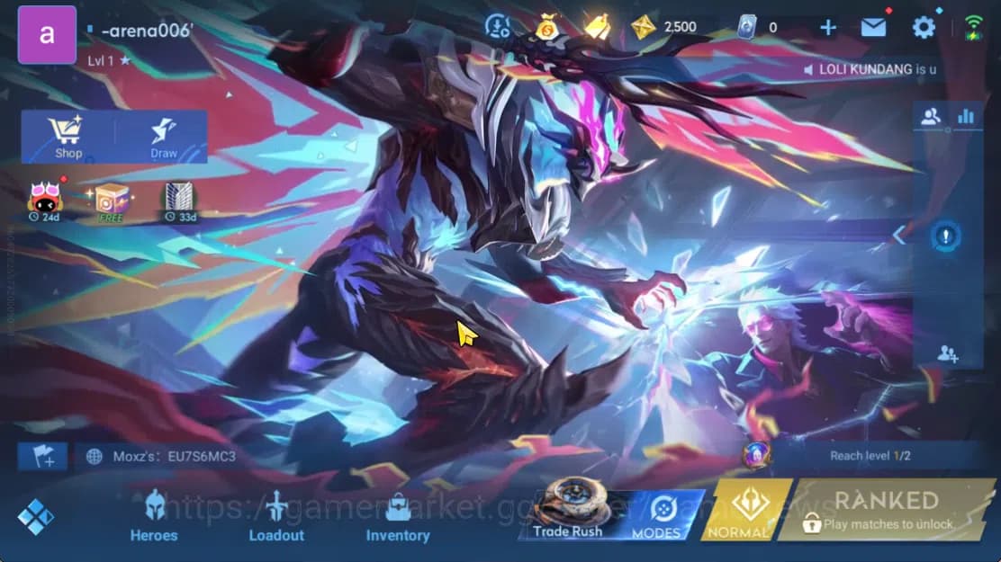 Honor of Kings Accounts Hero 7 |Starter with Legend Skin Selection Chest(D image 2