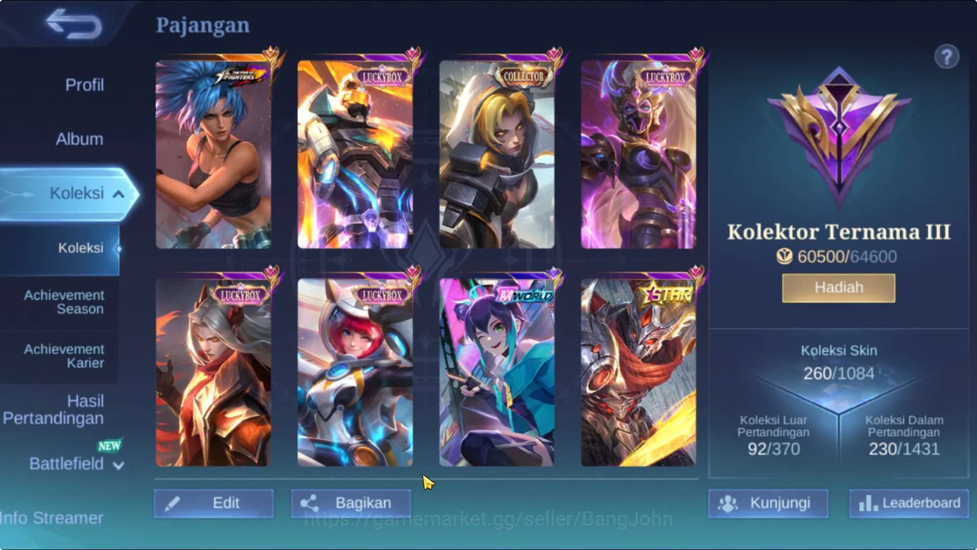 Mobile Legends: Bang Bang Accounts Hero 131 Skin 260 | KOF Karina, Mword Wanwan, Annu image 2