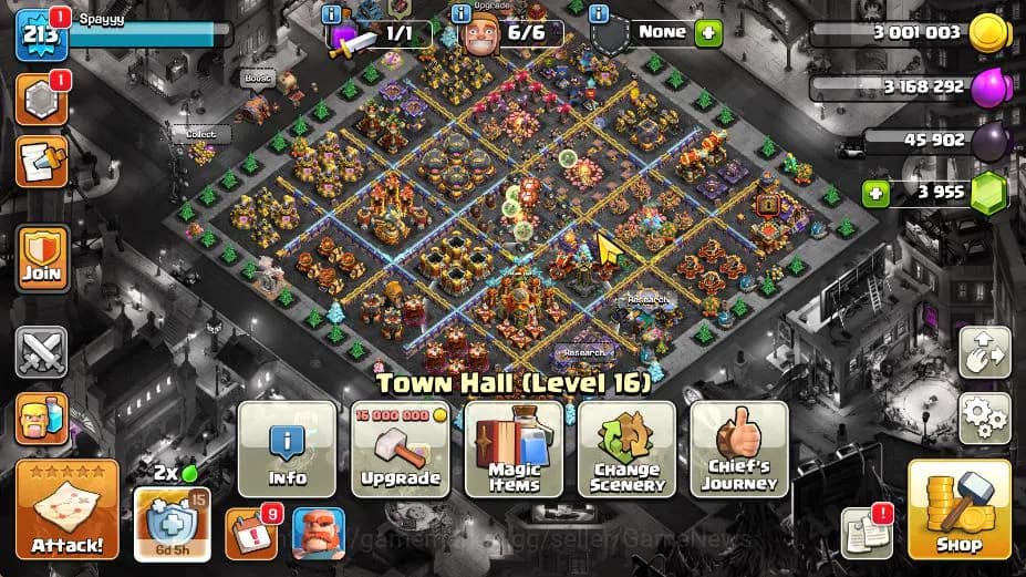 Clash of Clans Accounts TH 16-BH 10|Limited Skin|LV 213|HH 10|BK 75,AQ 85, image 1