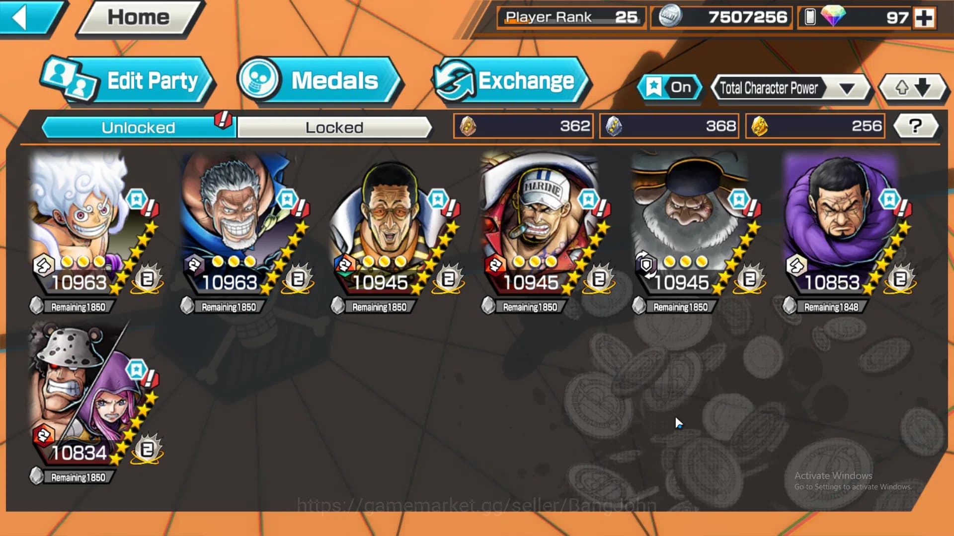 One Piece Bounty Rush Accounts GLOBAL | many ex, four emperor luffy, borsalino, a image 3