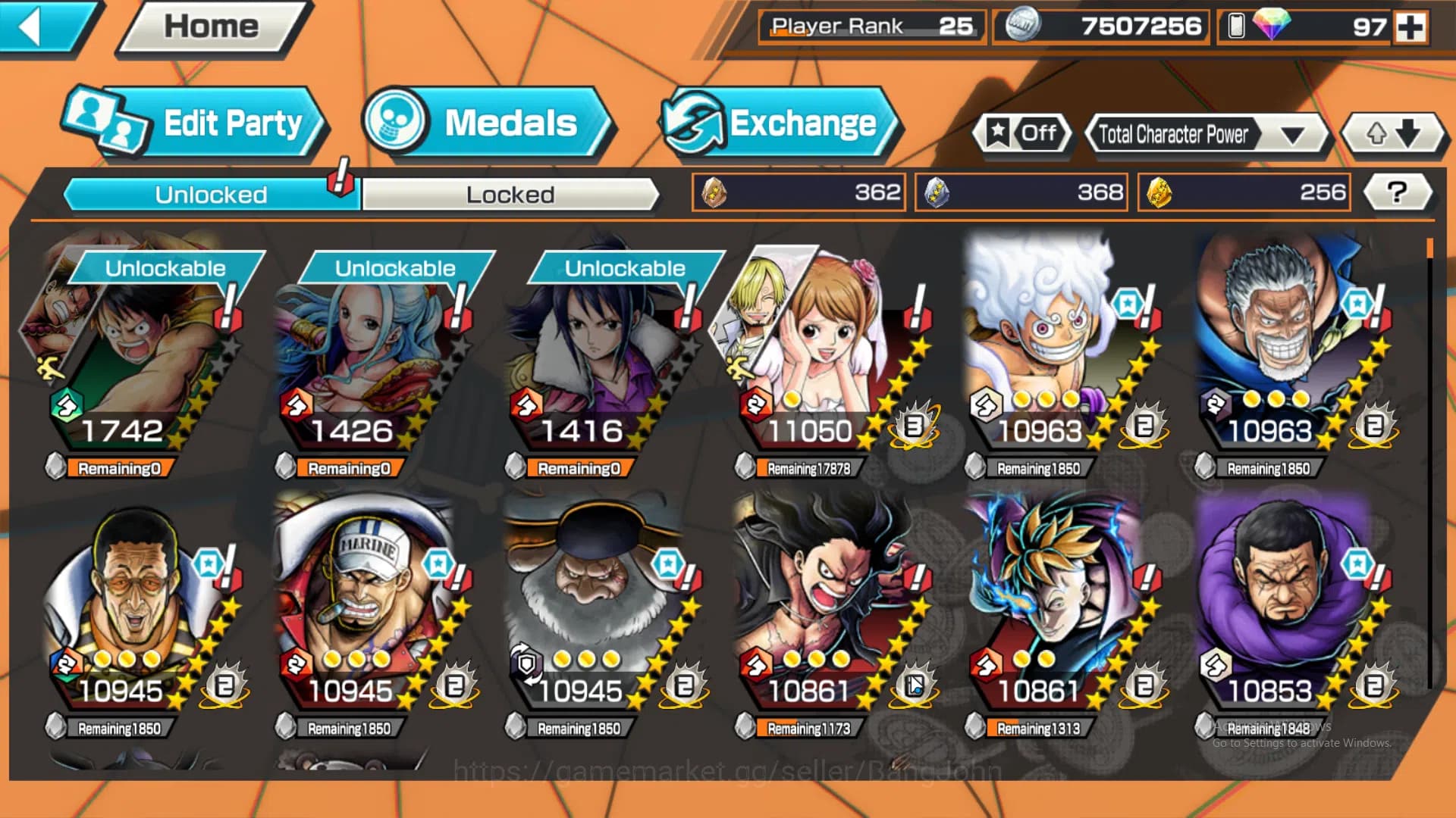 One Piece Bounty Rush Accounts GLOBAL | many ex, four emperor luffy, borsalino, a image 4