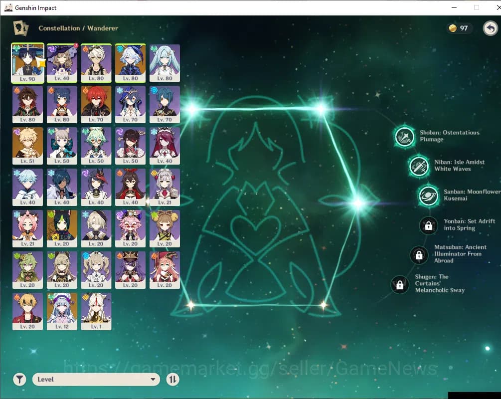 Genshin Impact Accounts ASIA|AR 55|2Limited+2(*5Wep)|WandererC3+Sign,Furin image 4