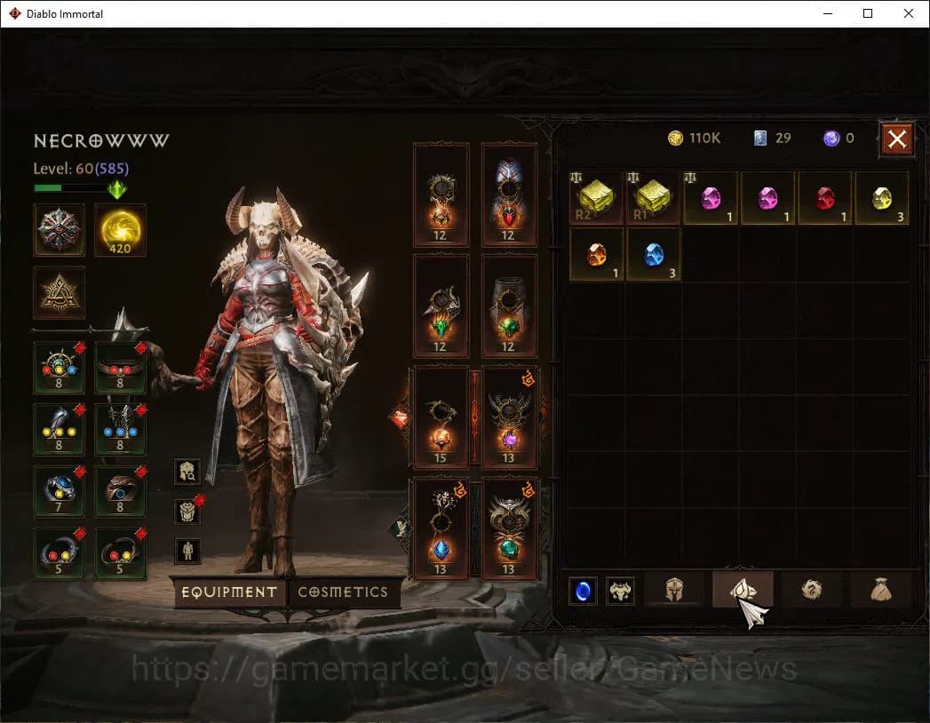 Diablo Immortal Accounts SEA-Izual|Lv60(585)|Necromancer|35kCr|Reso420|Male image 5