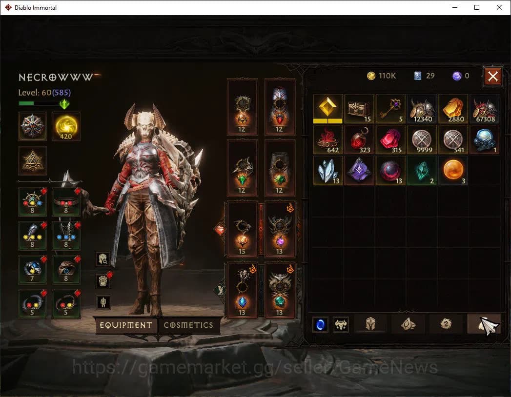 Diablo Immortal Accounts SEA-Izual|Lv60(585)|Necromancer|35kCr|Reso420|Male image 6