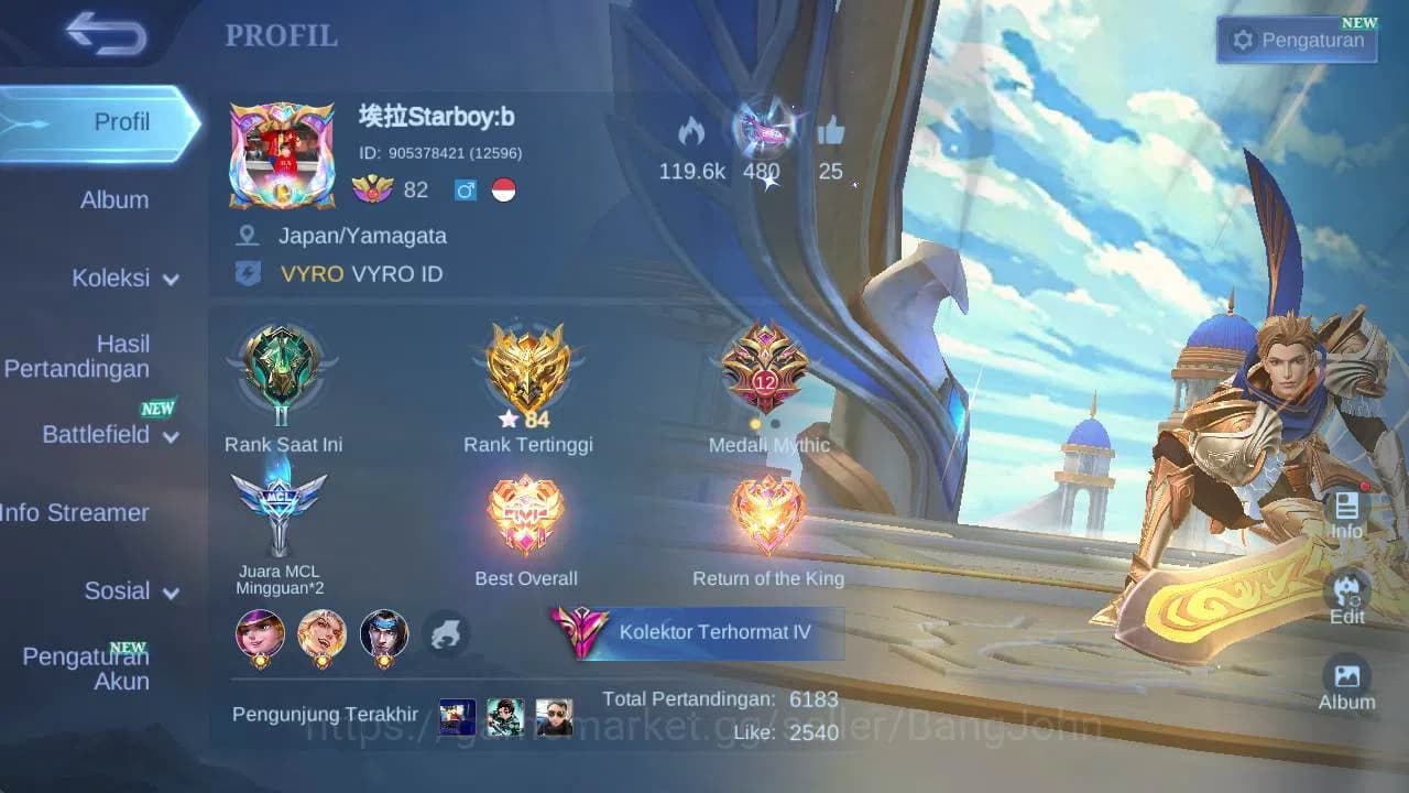 Mobile Legends: Bang Bang Accounts hero 132 , skin 300+ legend freya, wyrmlord moskov image 1
