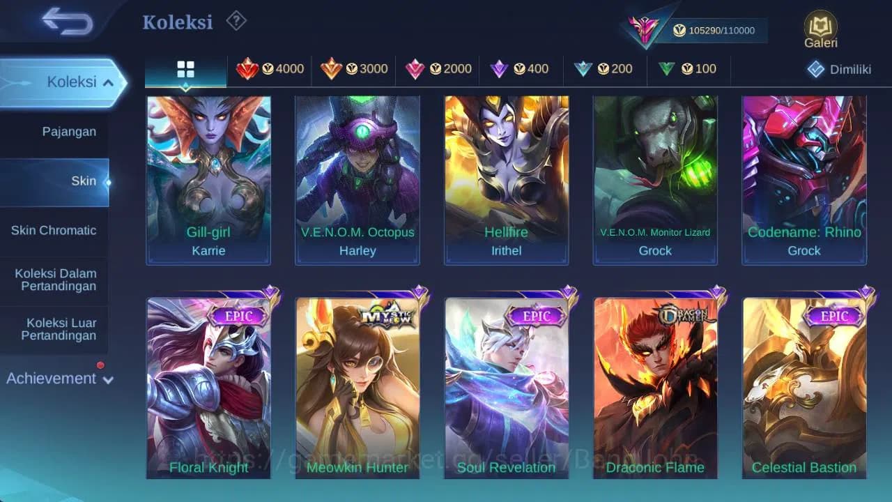 Mobile Legends: Bang Bang Accounts hero 132 , skin 300+ legend freya, wyrmlord moskov image 8