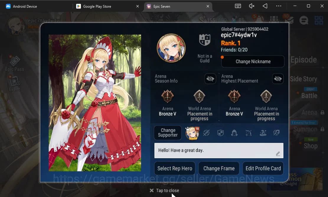 Epic Seven Accounts GLOBAL Unverif|Fresh Starter|1 ML[Martial Artist K image 2