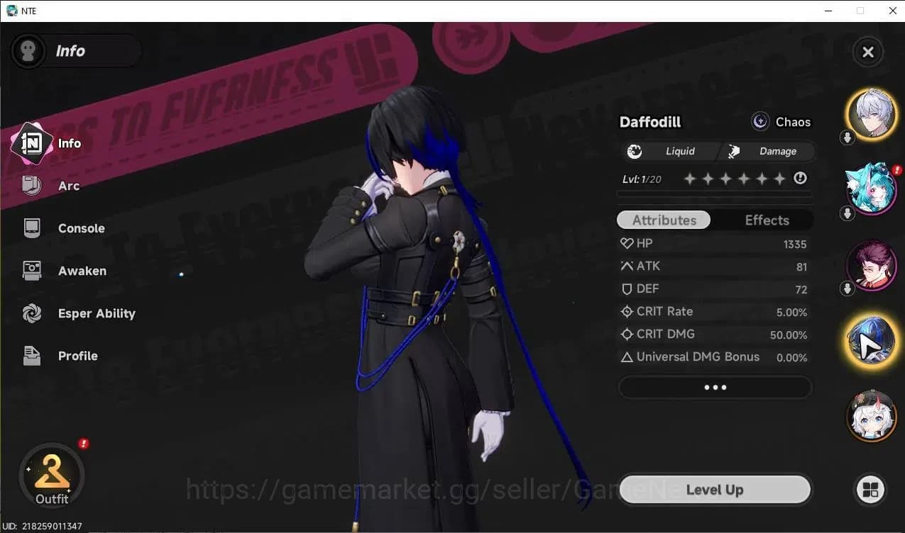 Neverness to Everness Accounts GLOBAL Europe|HL 3|5 SSR [Sakiri,Daffodill,Jiuyuan image 3