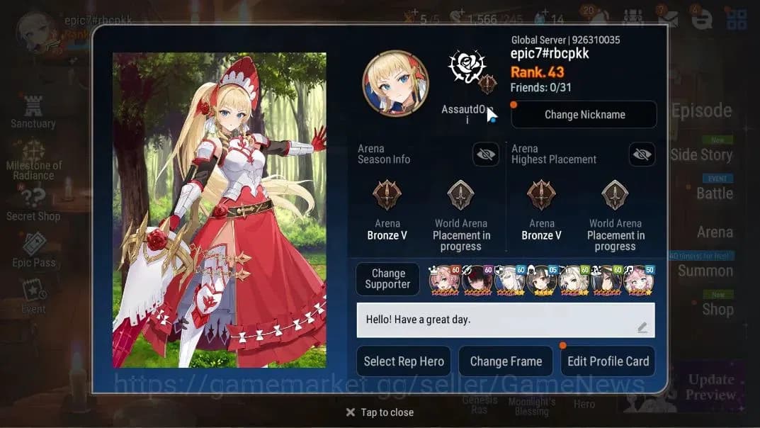 Epic Seven Accounts GLOBAL Unverif|NewEra|6 ML(Salome,EIlynav,BM Haste image 2