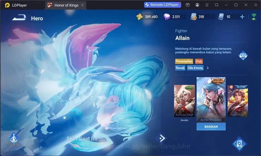 Honor of Kings Accounts Global | 4 Legend Allain, Musashi,Angela,LadySun L image 19