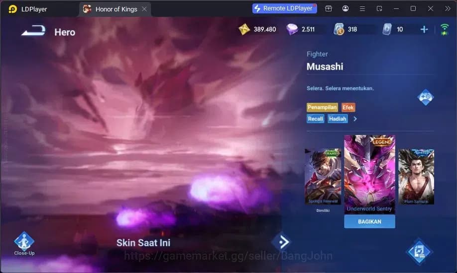 Honor of Kings Accounts Global | 4 Legend Allain, Musashi,Angela,LadySun L image 20