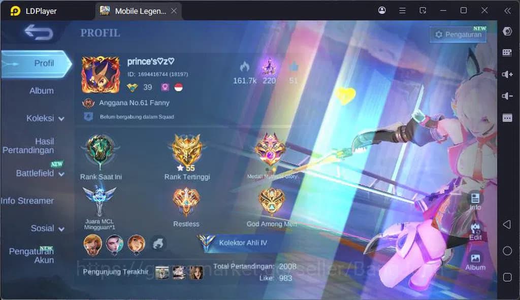 Mobile Legends: Bang Bang Accounts Global|Hero 64|Skin 120|CC Natalia,Champ Joy,VLTN image 1