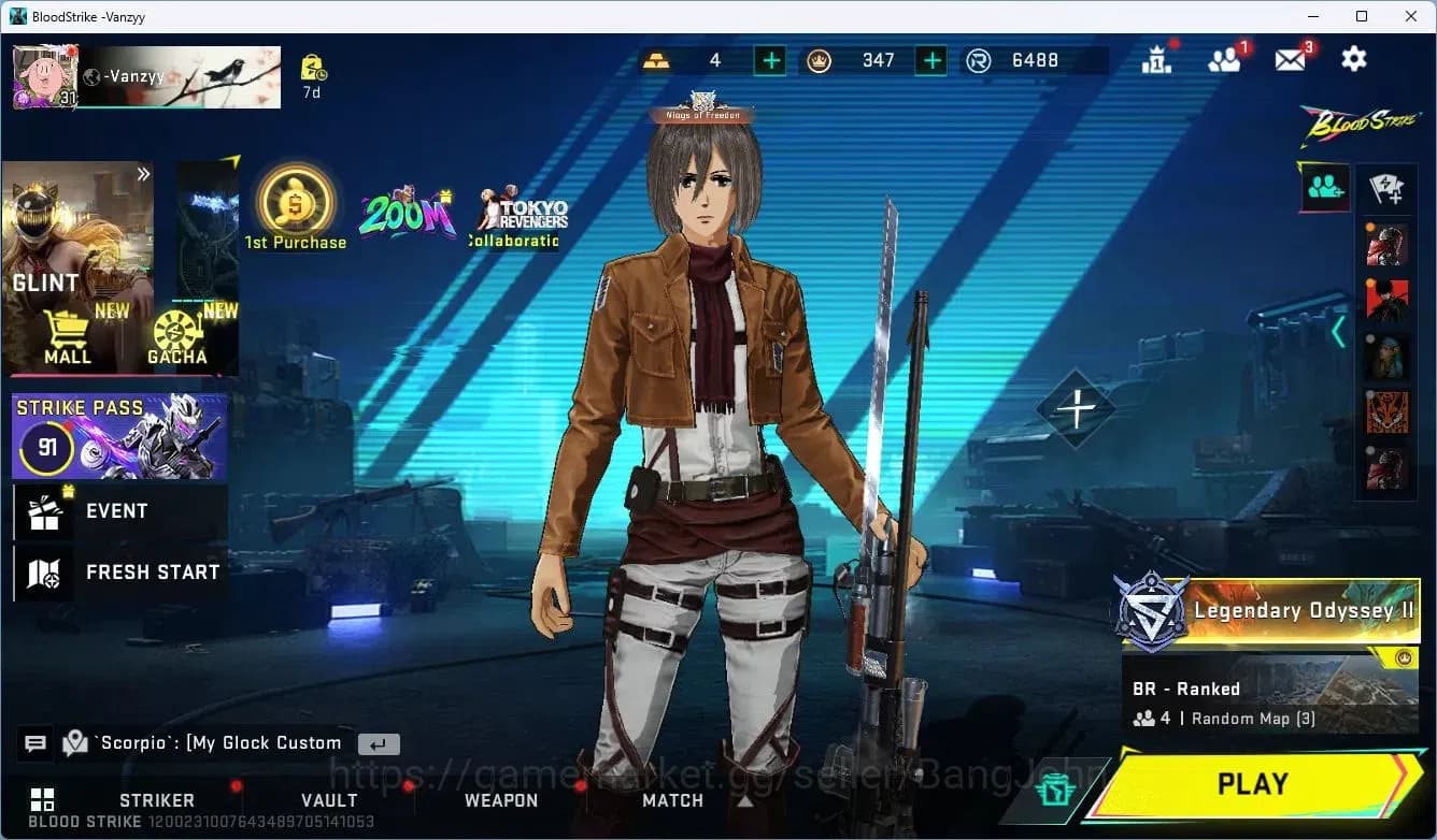 Blood Strike Accounts ASIA | Collab M700-Thunder Gun AOT | 7 Legendary S image 1