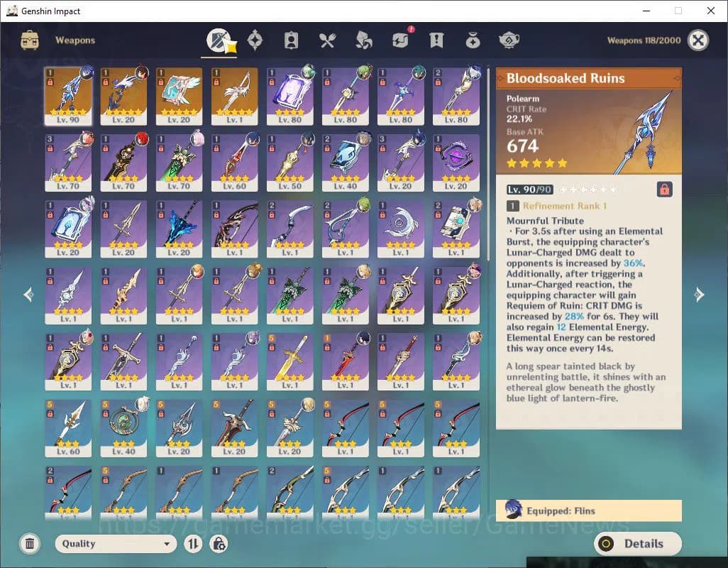 Genshin Impact Accounts Asia|AR55|2 Limited +4(*5WEP)|[FlinsC1+sign,Furina image 6