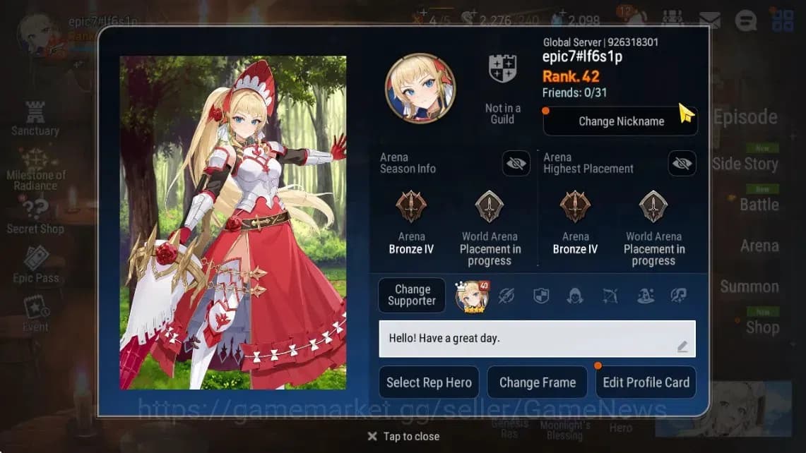 Epic Seven Accounts GLOBAL Unverif|New Era|6 ML(Salome,Ruele of Light, image 2