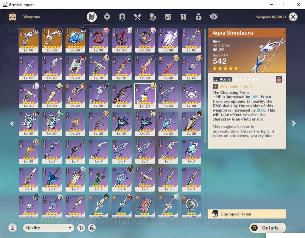 Genshin Impact Accounts ASIA|AR 55|7 Limited +3(*5Weapon)|Zibai,Yelan,Zhon image 4