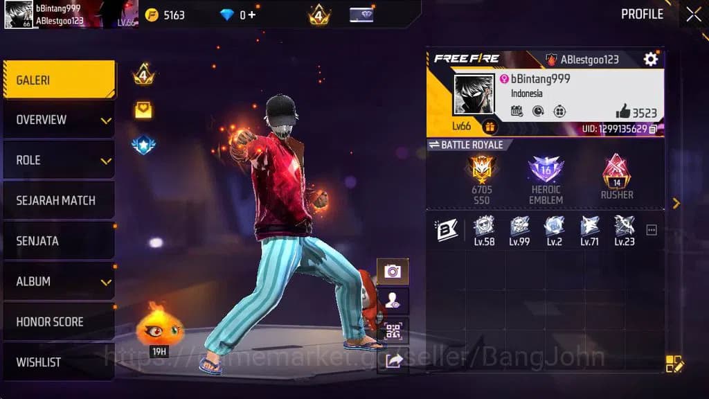 Free Fire Accounts Indonesia|Vault 394, SG starlink lV 6, SG lumut, t image 1