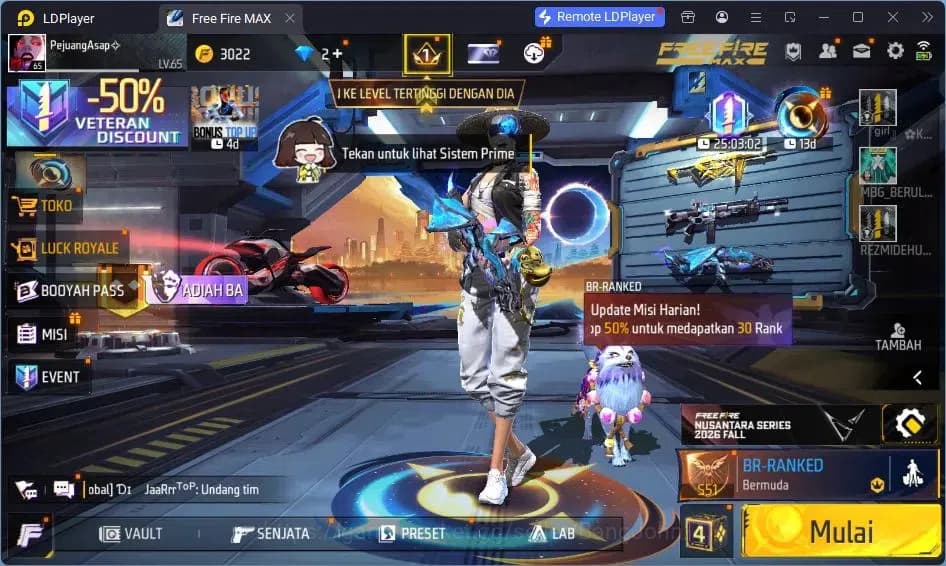 Free Fire Accounts Indonesia | Vault 378| EVO AK47-BLUE FLAME DRACO | image 1