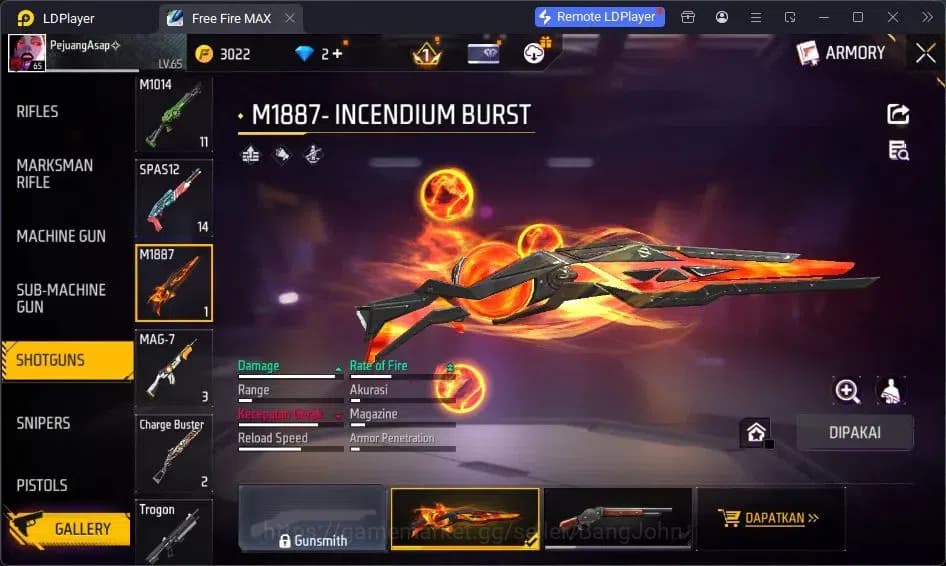 Free Fire Accounts Indonesia | Vault 378| EVO AK47-BLUE FLAME DRACO | image 5