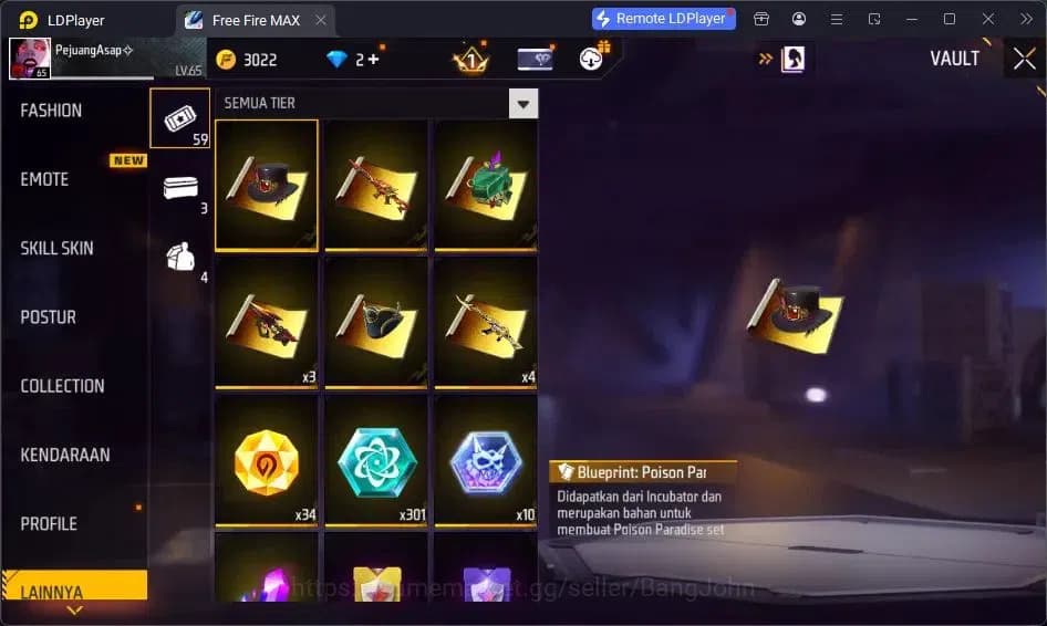 Free Fire Accounts Indonesia | Vault 378| EVO AK47-BLUE FLAME DRACO | image 6