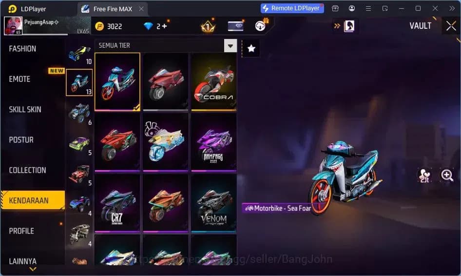 Free Fire Accounts Indonesia | Vault 378| EVO AK47-BLUE FLAME DRACO | image 7