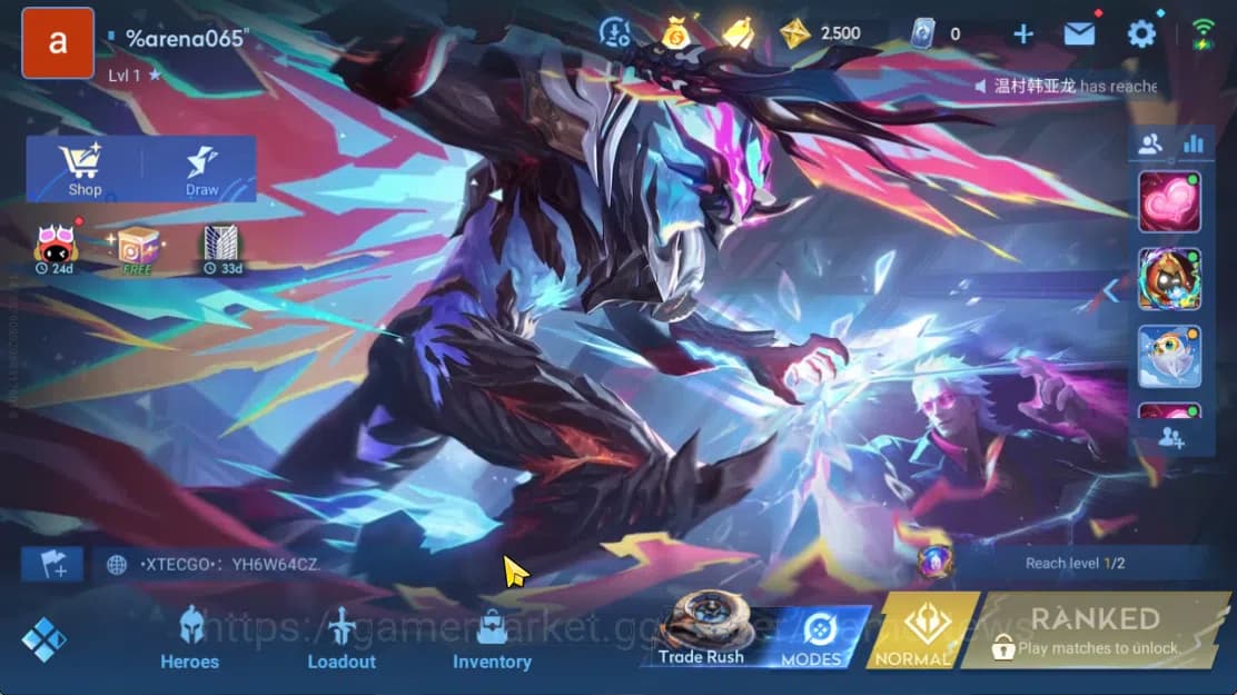 Honor of Kings Accounts Hero 7 |Starter with Legend Skin Selection Chest(D image 2