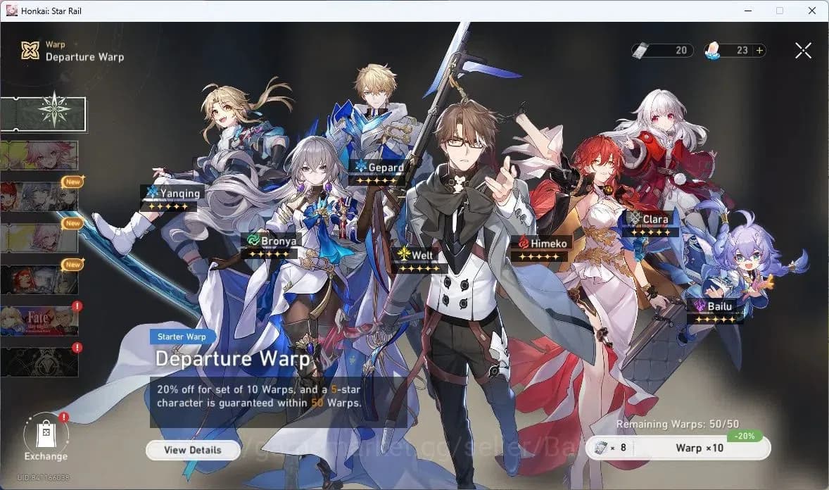 Honkai Star Rail Accounts ASIA | TL3 | 1 Lim: Evangescia | MC Male | 20 Star image 4