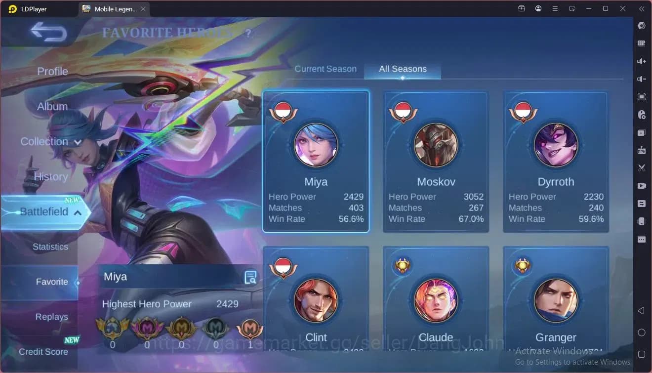 Mobile Legends: Bang Bang Accounts Global|Hero 114|Skin 220|Renowned|KOF Karina|CC Na image 17