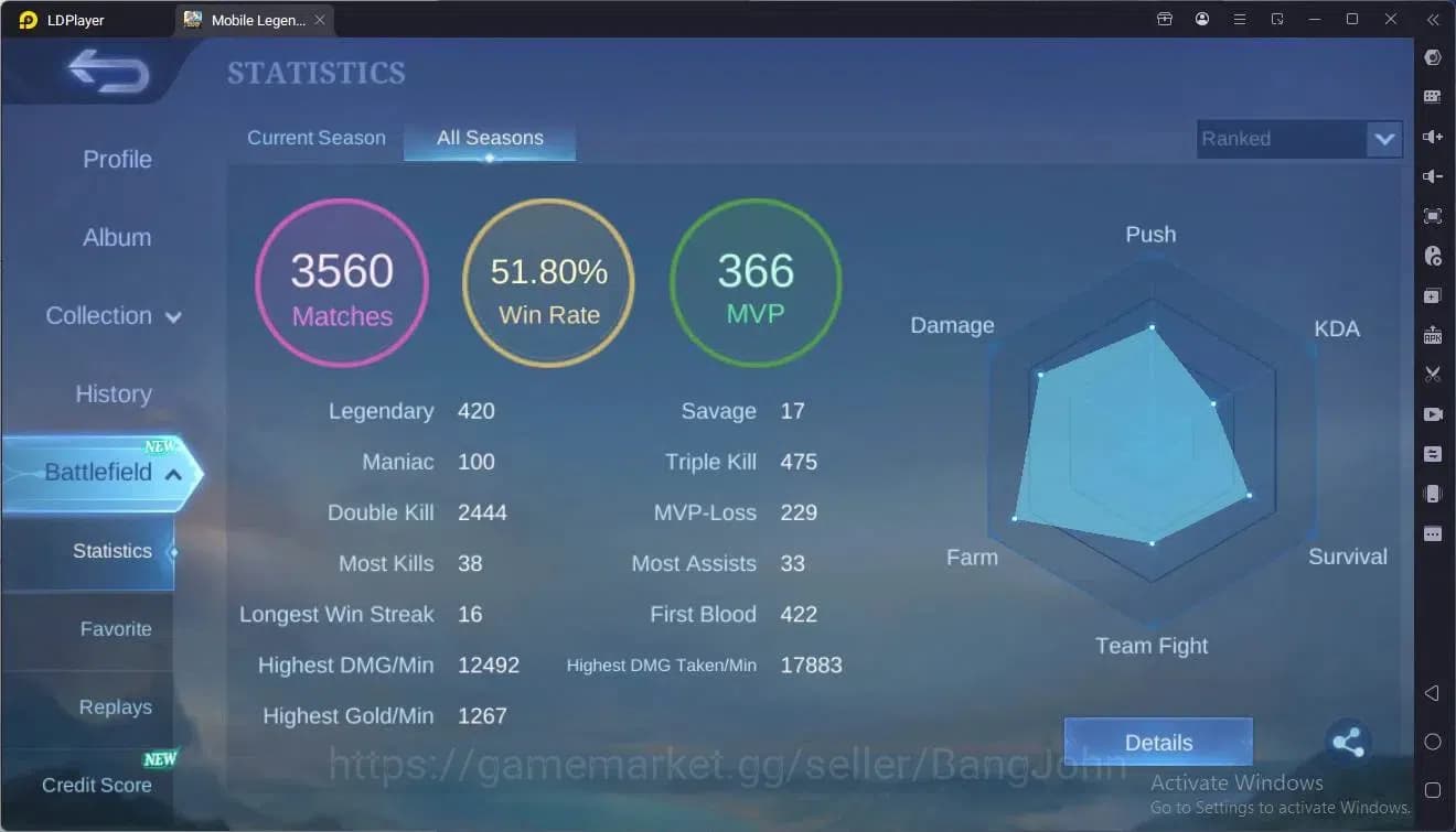 Mobile Legends: Bang Bang Accounts Global|Hero 114|Skin 220|Renowned|KOF Karina|CC Na image 18