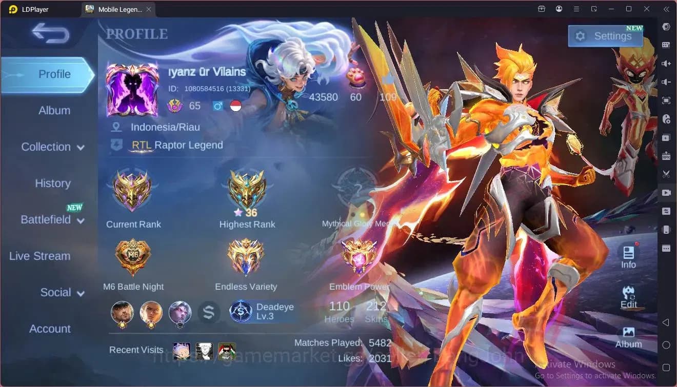 Mobile Legends: Bang Bang Accounts Global|Hero 114|Skin 220|Renowned|KOF Karina|CC Na image 20