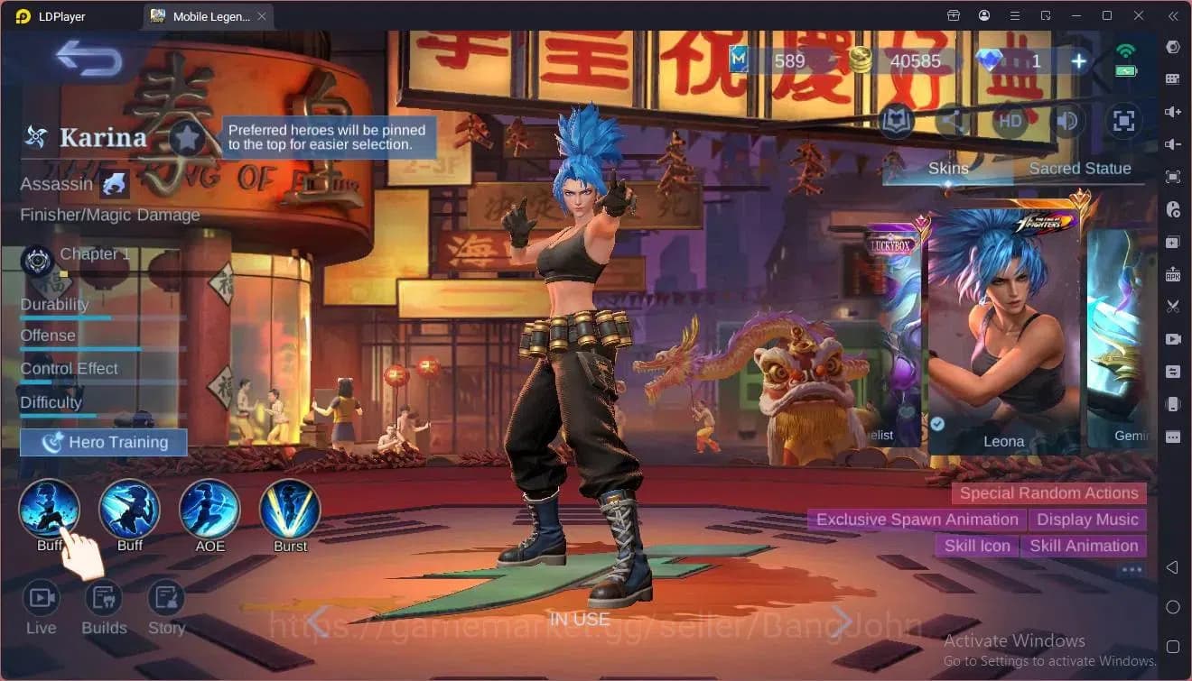 Mobile Legends: Bang Bang Accounts Global|Hero 114|Skin 220|Renowned|KOF Karina|CC Na image 6