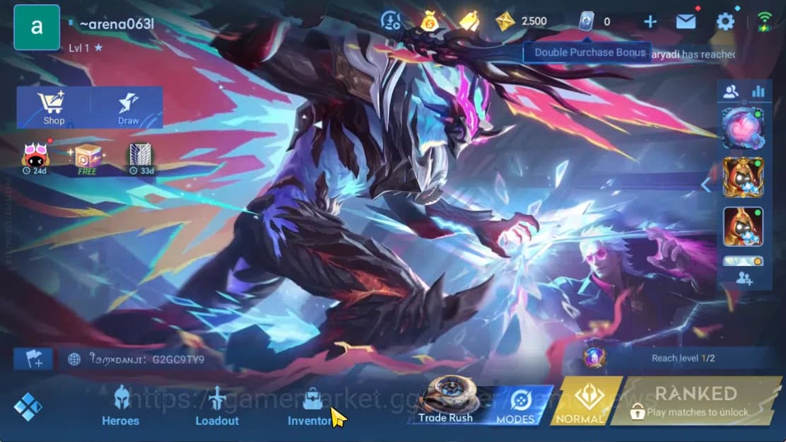 Honor of Kings Accounts Hero 7 |Starter with Legend Skin Selection Chest(D image 1