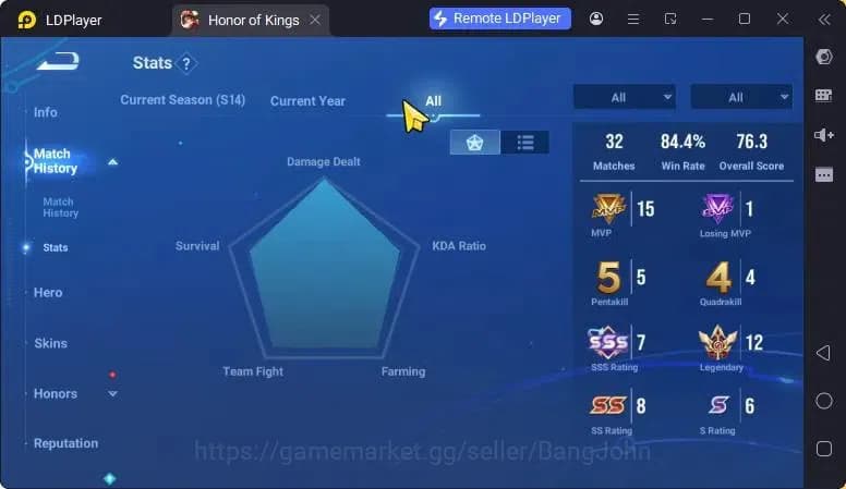 Honor of Kings Accounts Global Starter Hero41 Skin14 | Epic Mozi,Arthur,Ga image 4