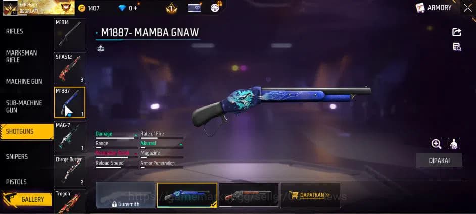 Free Fire Accounts Indonesia| M1887 Mamba GNAW | SCAR Golden Strike,M image 8